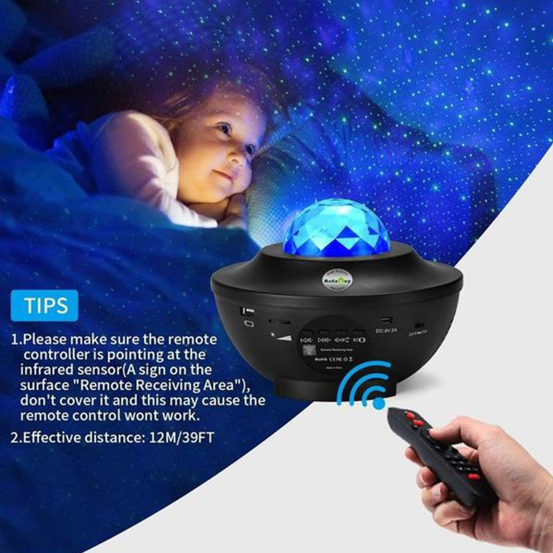 LED Night Light Star Projector with Bluetooth Music Player Black